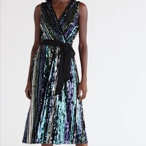 Sequin Evening Dress in Blue and Green